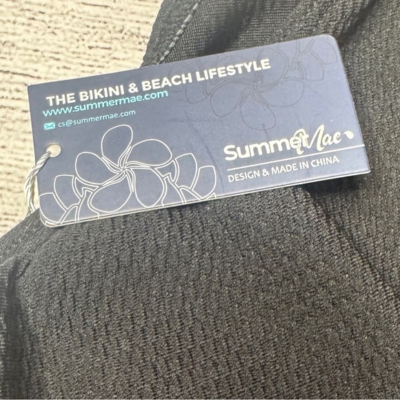 Summer Mae Maternity Flutter Sleeve Black Textured Bikini Top Size 10 NWT - Picture 2 of 6